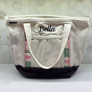Lands End canvas plaid, “Bella” bag, purse, dog, diaper, tote, travel bag.